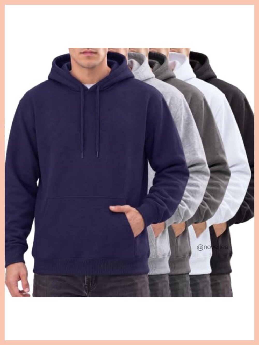 Men's Fleece Pullover Hoodie Sweatshirt 5 Pack Kangaroo Pocket